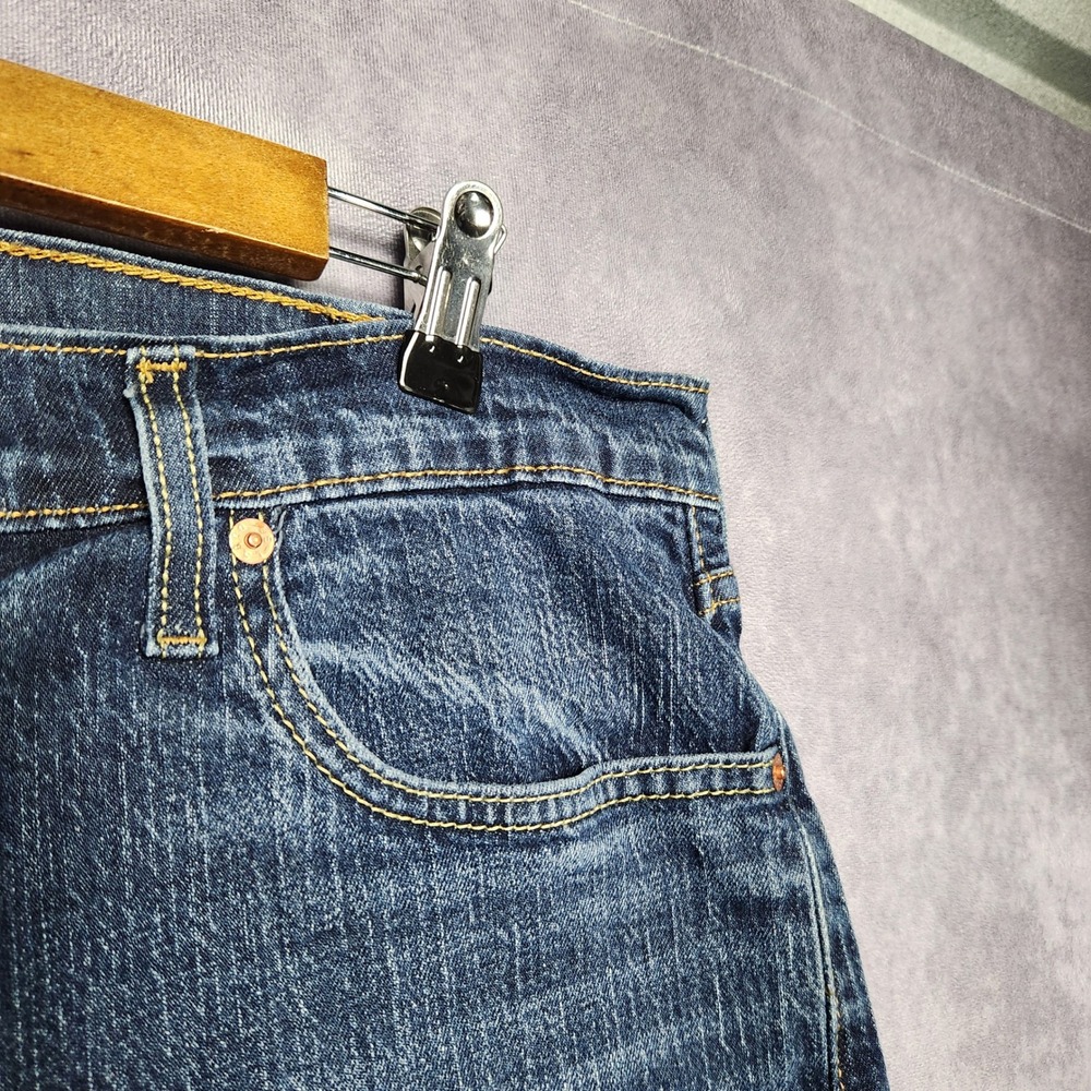 Levis 502 Regular Taper Mens Jeans size 36 38x32 Dark Wash Blue Stretch - Picture 10 of 16